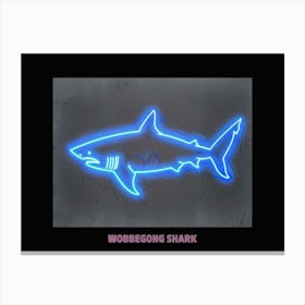 Neon Pink Aqua Wobbegong Shark Poster 3 Canvas Print