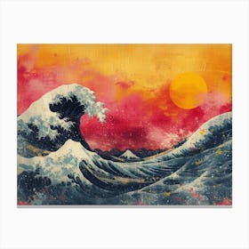 RetroRiso Revival: Embracing Analog Charm in Modern Design:Great Wave Off Kanagawa Canvas Print