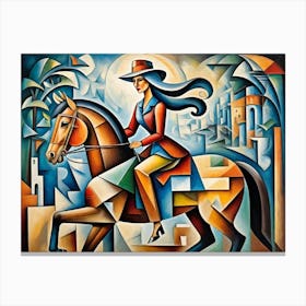 Lady On Horseback 2 Canvas Print