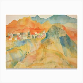 Watercolor Of A Village Canvas Print