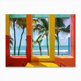 Miami Beach From The Window View Painting 4 Canvas Print