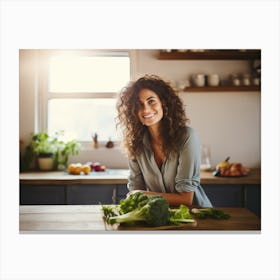 Healthy Woman In Kitchen 7 Canvas Print