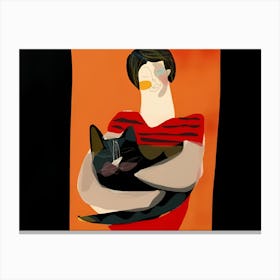 Woman With A Cat 2 Canvas Print