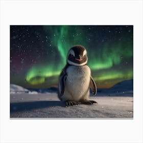 Penguin In The Snow 2 Canvas Print