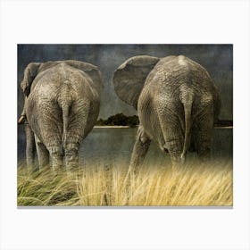 Elephants In The Grass Canvas Print