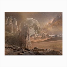 The Moon From Mars Fantasy Landscape Canvas Print
