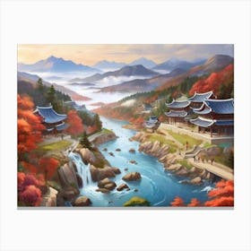 Chinese Village landscape Canvas Print