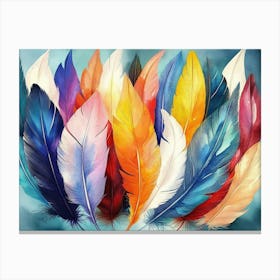 3d Hand Painted Watercolor Feathers Canvas Print