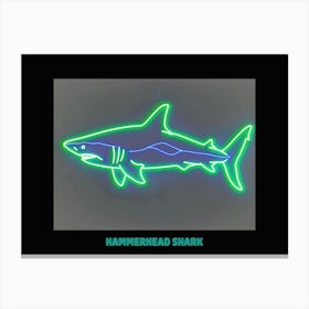 Green Scalloped Hammerhead Neon Shark 1 Poster Canvas Print