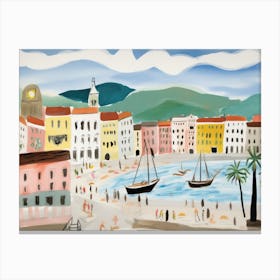 Trieste Italy Cute Watercolour Illustration 1 Canvas Print