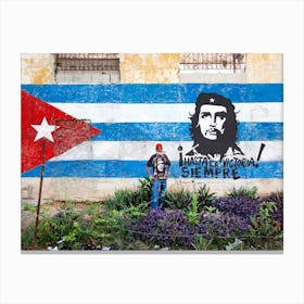 Old Havana Cuba Mural Che Guevara Canvas Print