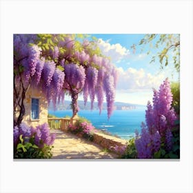 Landscape With Wisteria Canvas Print