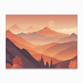 Misty mountains horizontal background in orange tone 53 Canvas Print