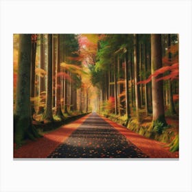 Autumn Forest Road Canvas Print