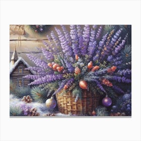 Lavender Christmas Ephemera Oil Paintings 10 Canvas Print