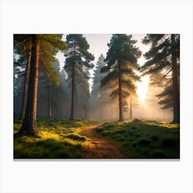Morning In A Pine Forest 2 Canvas Print