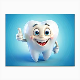 Happy Cartoon Tooth Giving A Thumbs Up Canvas Print