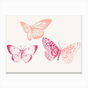 Pink And White Butterflies Canvas Print