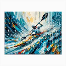 Kayaker In The Waves Canvas Print