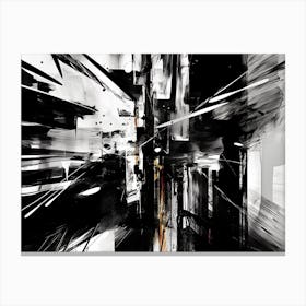 Distorted Reality Abstract Black And White 7 Canvas Print