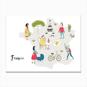 France Map Canvas Print