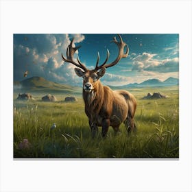 Deer In The Grass 3 Canvas Print