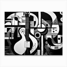 Music Abstract Black And White 7 Canvas Print
