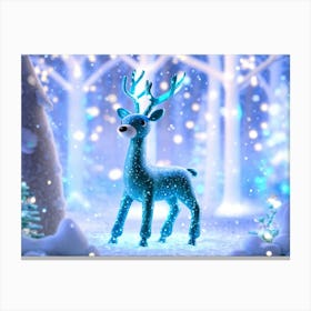 Robotic Deer Whimsical Design Integrates Teal And Iridescent Accents Surrounded By A Frosty Ench (1) Canvas Print