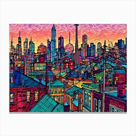 Sunset skyline Of Toronto Canada - Toronto Skyline Canvas Print