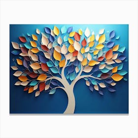 Colorful Tree Of Life With Leaves On Hanging Branches Illustration Canvas Print