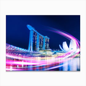 Neon city: Singapore, Marina bay (synthwave/vaporwave/retrowave/cyberpunk) — aesthetic poster Canvas Print