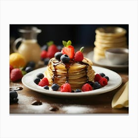 French Crepes With Berries And Syrup Canvas Print