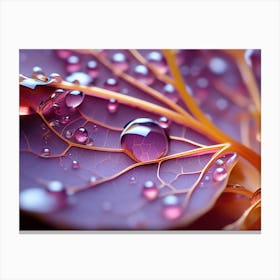 Water Droplets On A Leaf Canvas Print