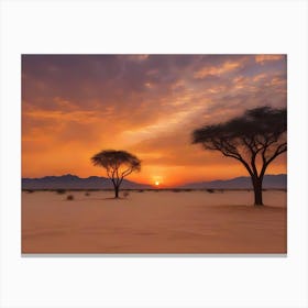 Sunset In The Sahara Canvas Print