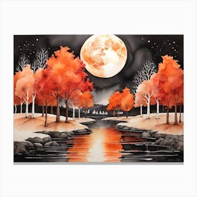 Moonlight Over The River 6 Canvas Print