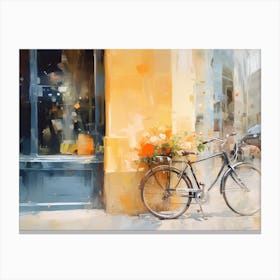 Bicycle In Front Of A Shop Canvas Print