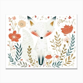Little Floral Arctic Fox 2 Canvas Print
