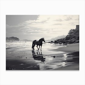 A Horse Oil Painting In Cannon Beach Oregon, Usa, Landscape 3 Canvas Print