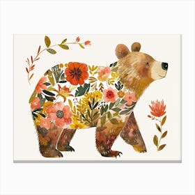 Little Floral Grizzly Bear 2 Canvas Print