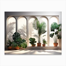 Plants on Narrow Arched Openings Canvas Print