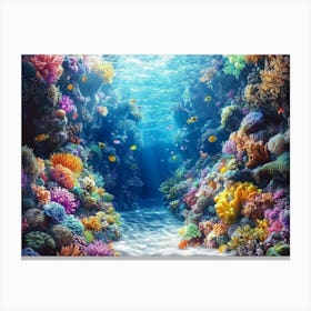 3d Underwater Coral Reef with Sea Life 1 Canvas Print