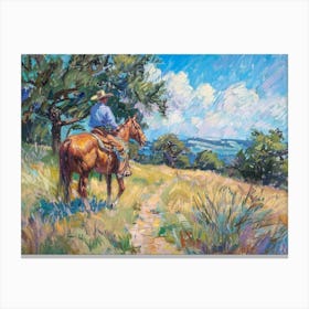 Cowboy In Texas Hill Country 2 Canvas Print