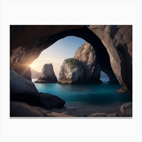 Hidden Cove Formed By An Arch Of Rocks Canvas Print
