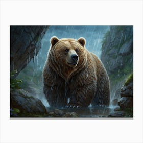 Bear In The Rain 1 Canvas Print