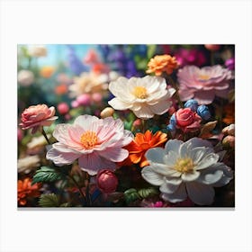 Flowers In The Garden Paintings Art Print Canvas Print