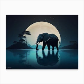 Minimalistic Color Art of an Elephant by Full Moon In the Water Canvas Print