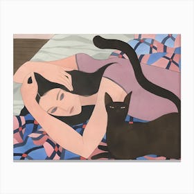 Woman With A Cat 5 Canvas Print