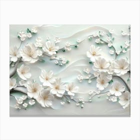 Stunning White 3d Flower Painting Canvas Print