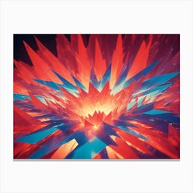 Abstract 3d Rendering Of A Spiky, Geometric Object With A Glowing Center, Resembling A Crystal Or A Burst Of Energy Canvas Print