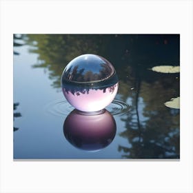 A Glass Sphere Reflecting A Peaceful Forest Scene, Creating A Sense Of Tranquility And Wonder Canvas Print